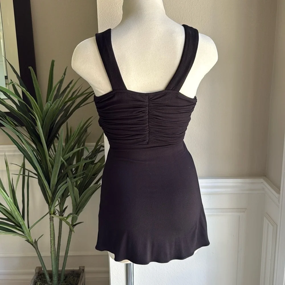 NEW SKY Brand Top Leather & Silver Metal Trim Y2K Black - Picture 4 of 8